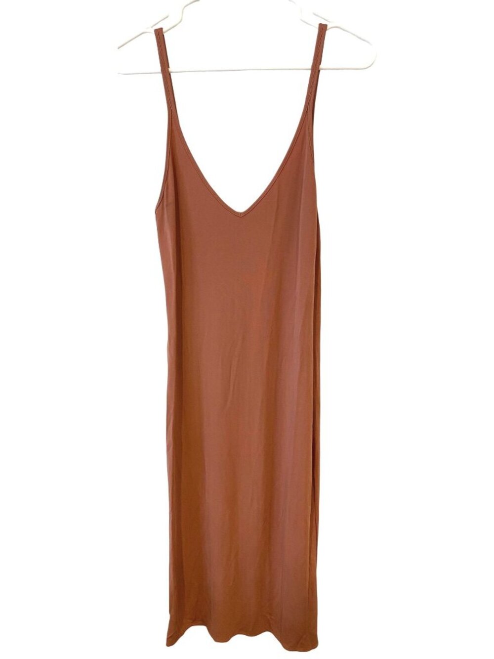 Aritzia Wilfred Free Womens M Dusty Coral V Neck Midi Slip Dress Minimalist